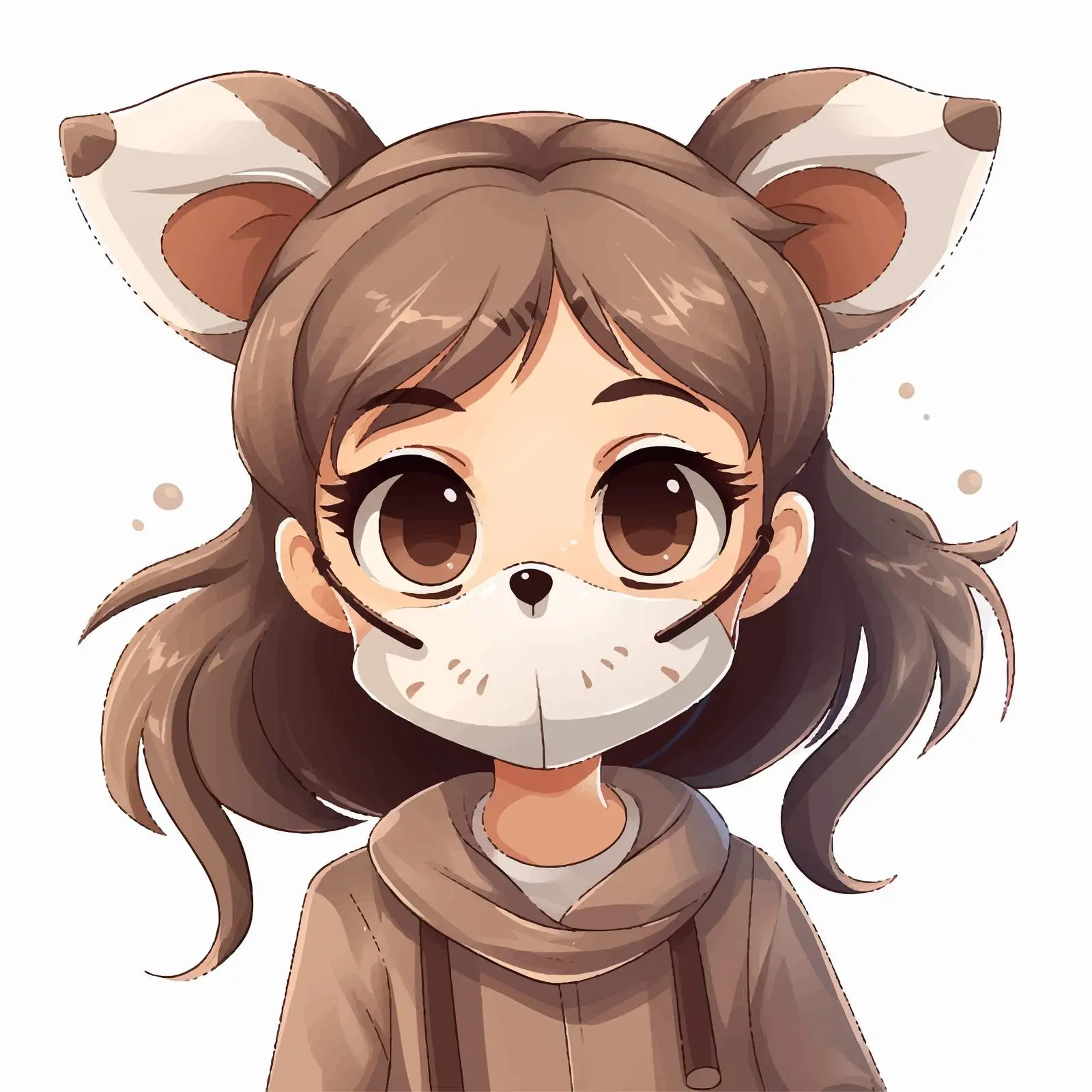 Girl in Animal Mask Vector Illustration — free download from Dotvec