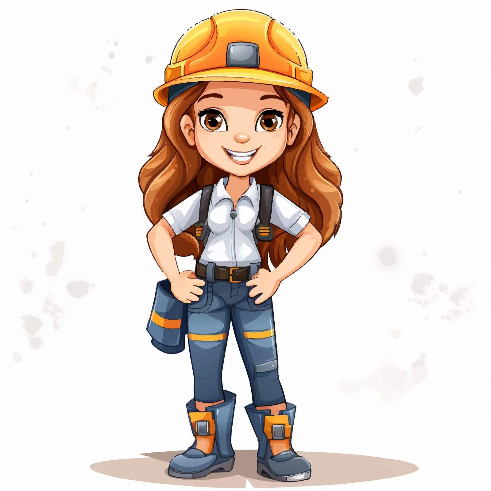 Girl in Construction Worker Uniform Vector Illustration – free women in trades image from Dotvec