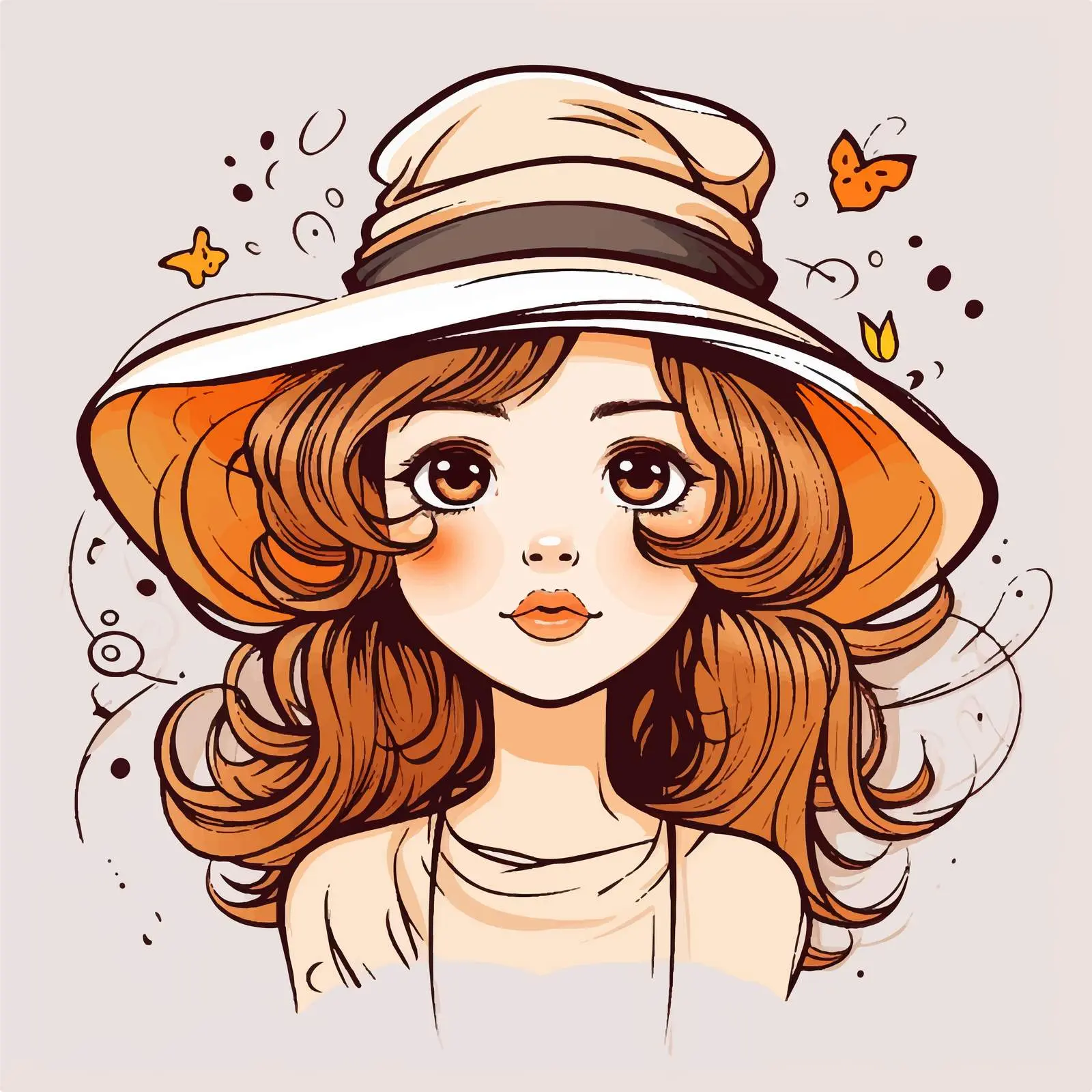 Girl in Hat Cartoon Doodle Style Vector — free download from Dotvec