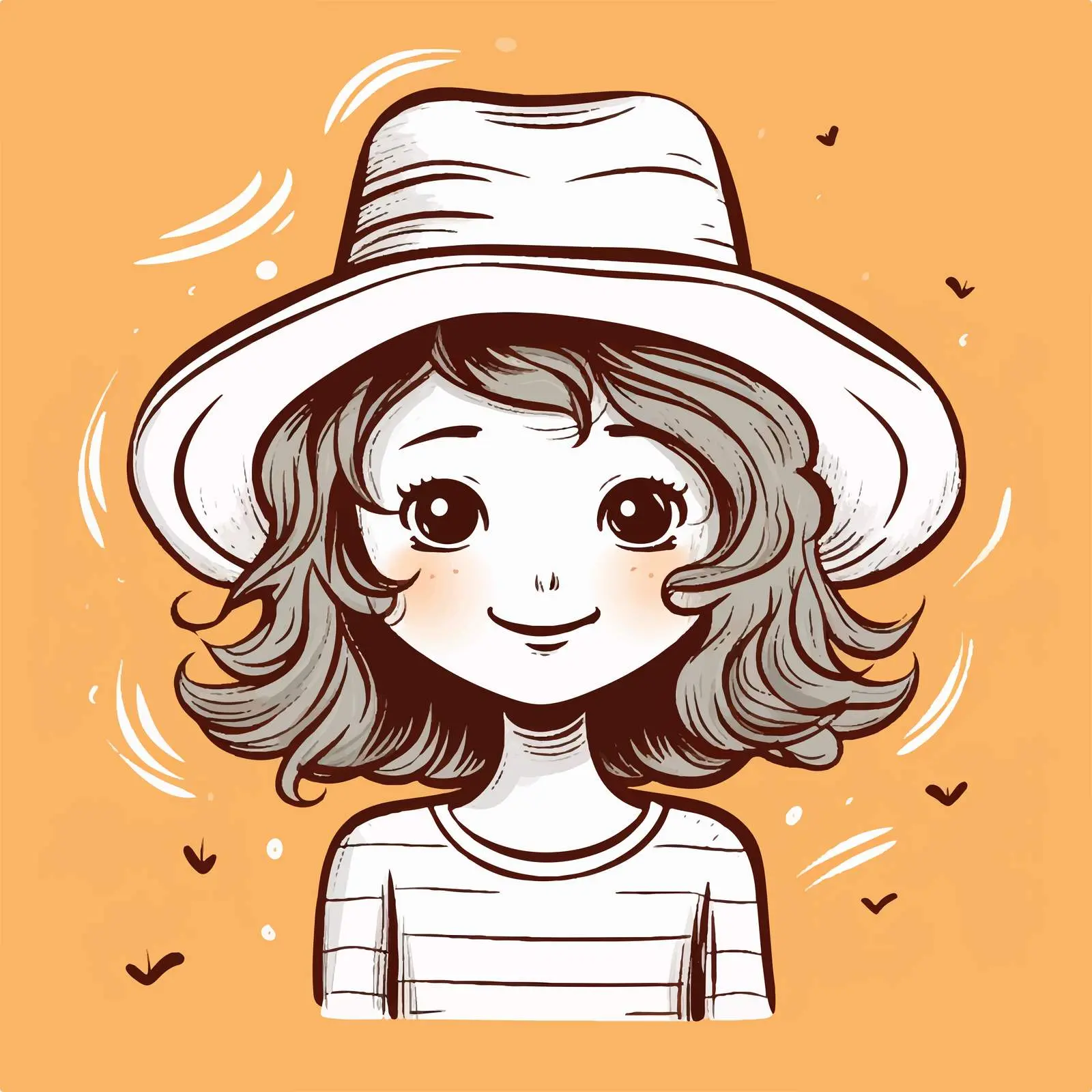 Cartoon Girl with Hat Hand-Drawn Doodle — free download from Dotvec