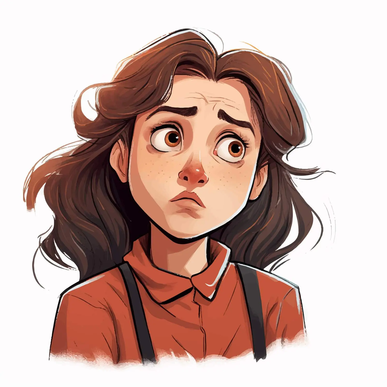 Worried Girl Cartoon Vector Illustration — free download from Dotvec