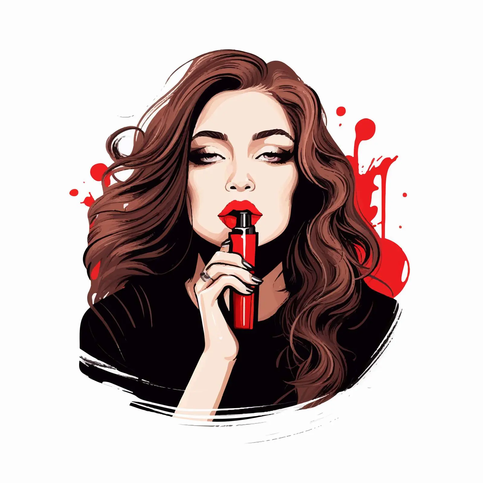 Girl Painting Lips with Red Lipstick — free download from Dotvec