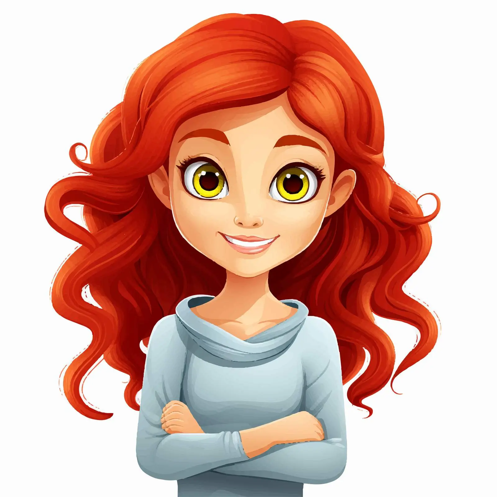 Red-Haired Girl Cartoon Character Illustration — free download from Dotvec