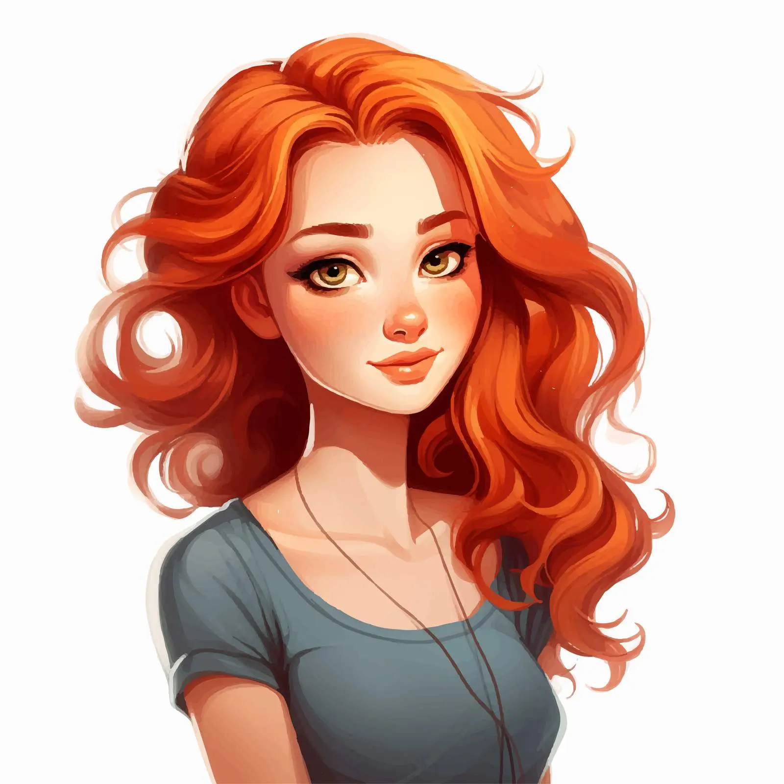 Red-Haired Cartoon Girl Character Vector Illustration – free red hair image from Dotvec