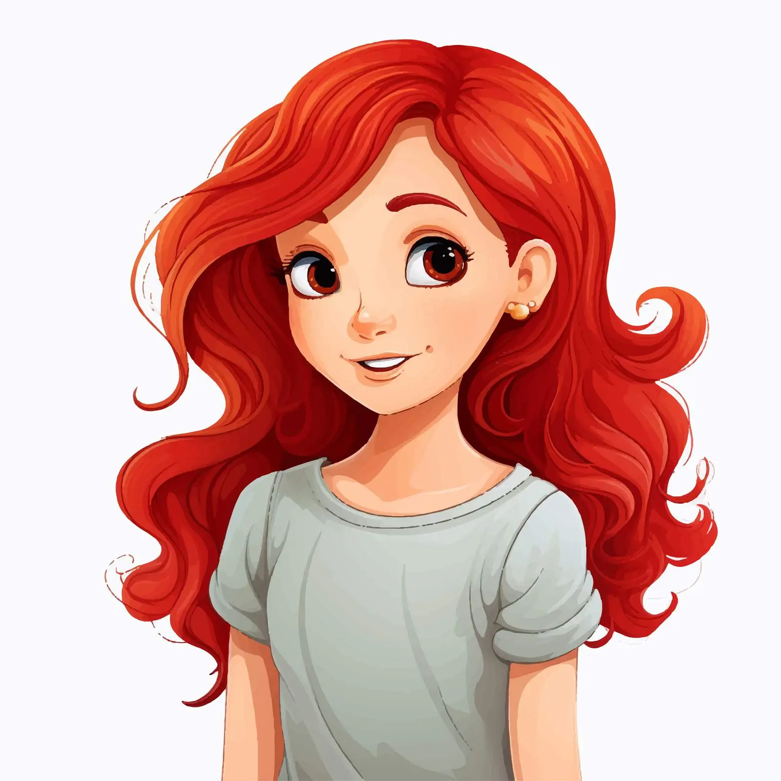 Cartoon Girl with Red Hair Vector Illustration – free red hair image from Dotvec