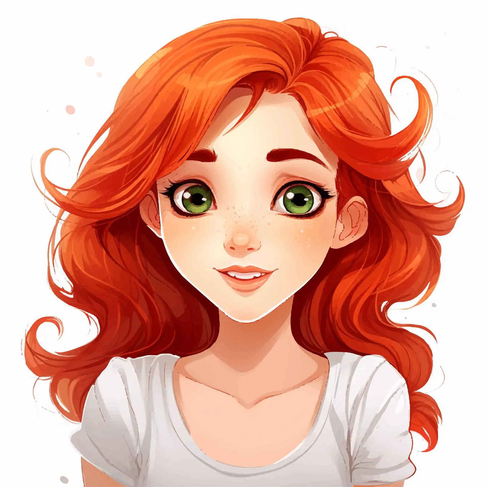 Cartoon Girl with Red Hair Vector Illustration – free red hair image from Dotvec