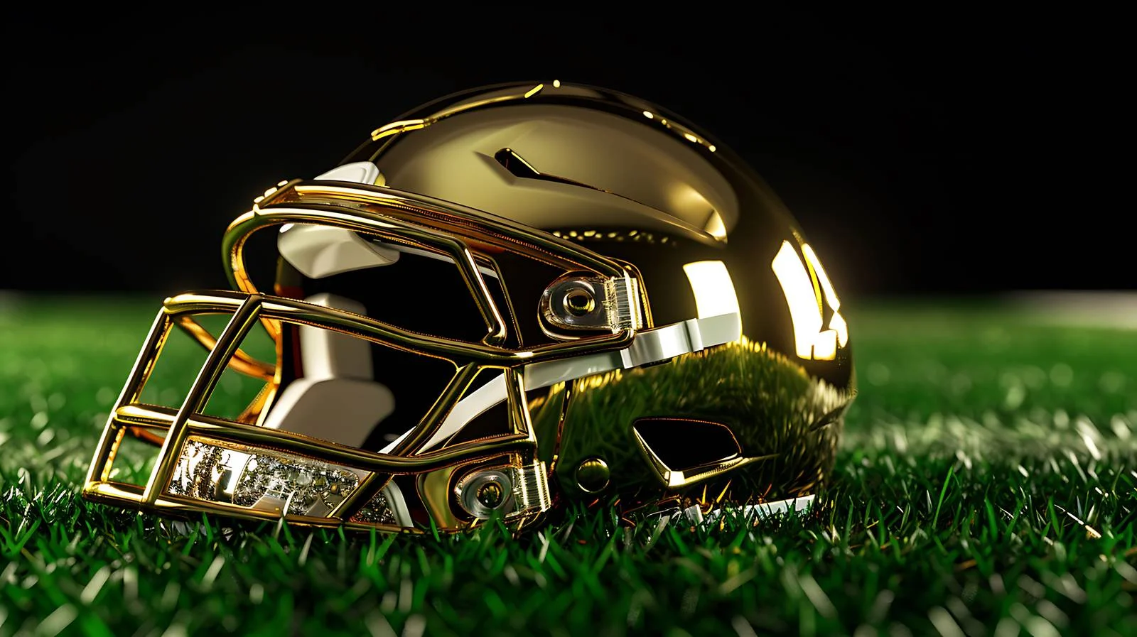 Football helmet and ball on grass field — free download from Dotvec