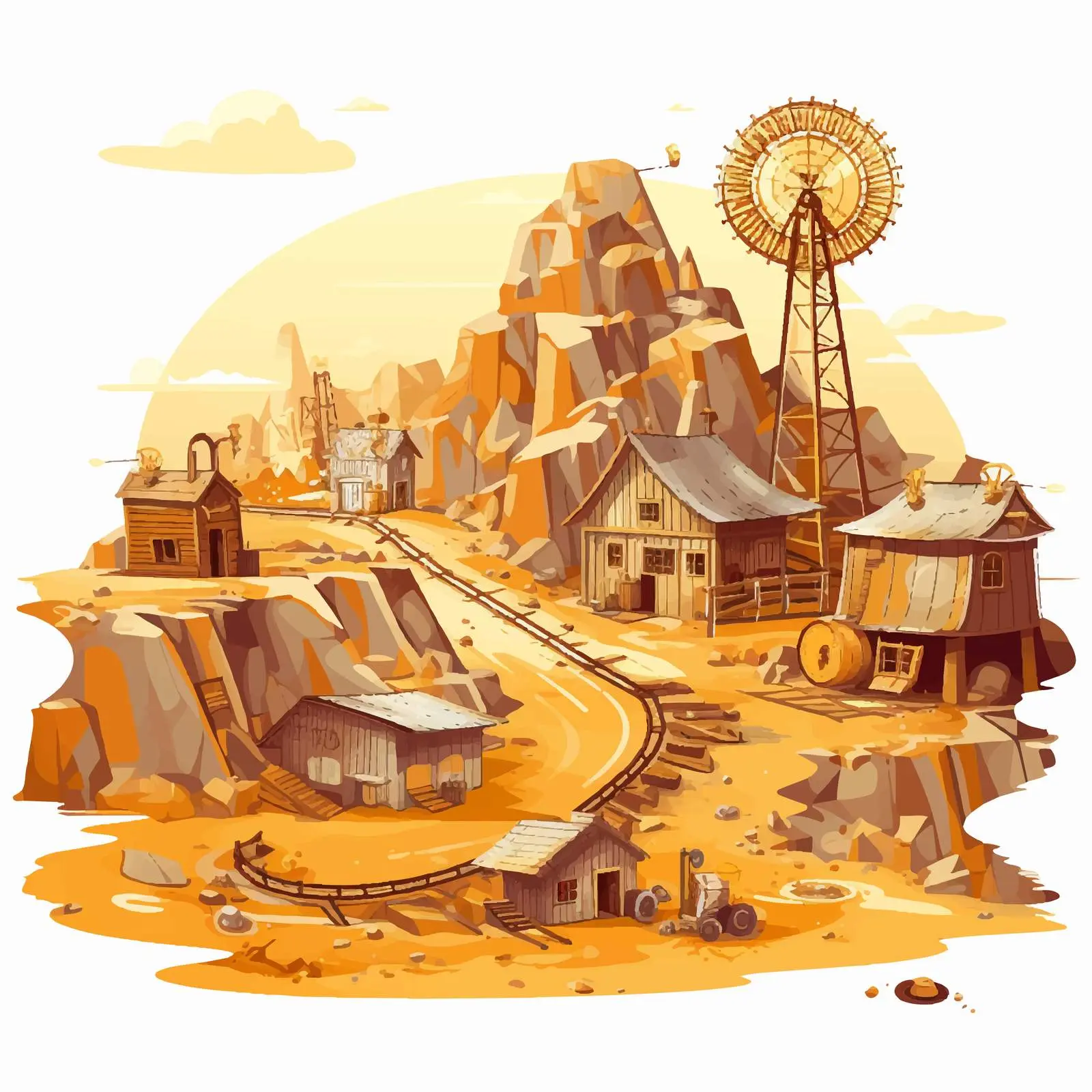 Gold Mine Landscape Cartoon Vector Illustration — free download from Dotvec