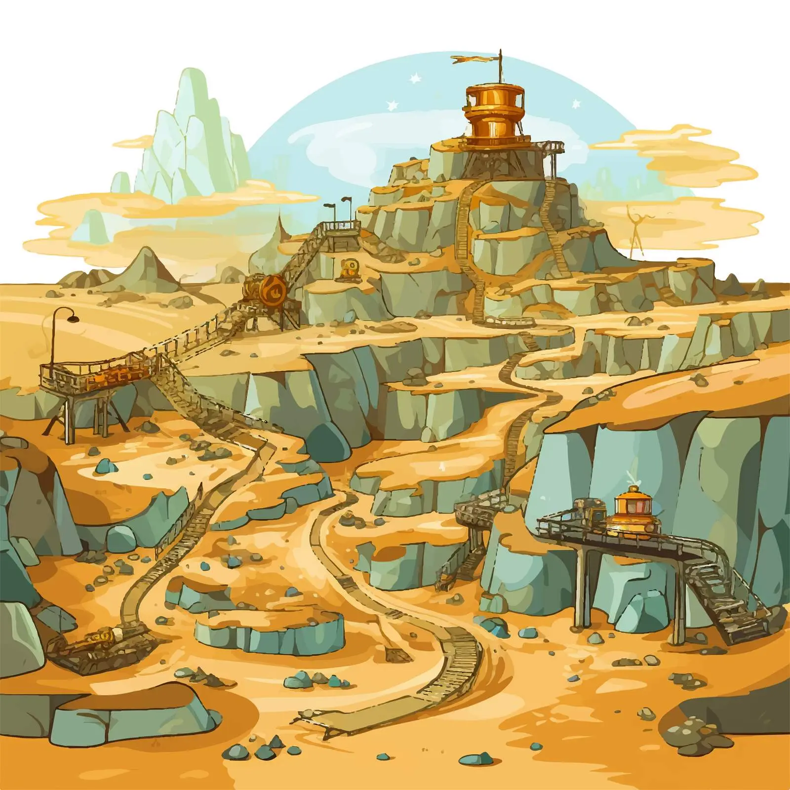 Gold Mine Landscape Cartoon Illustration — free download from Dotvec