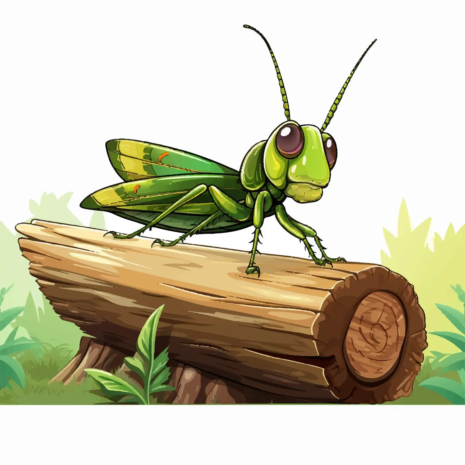 Grasshopper on Log Nature Vector Sticker — free download from Dotvec