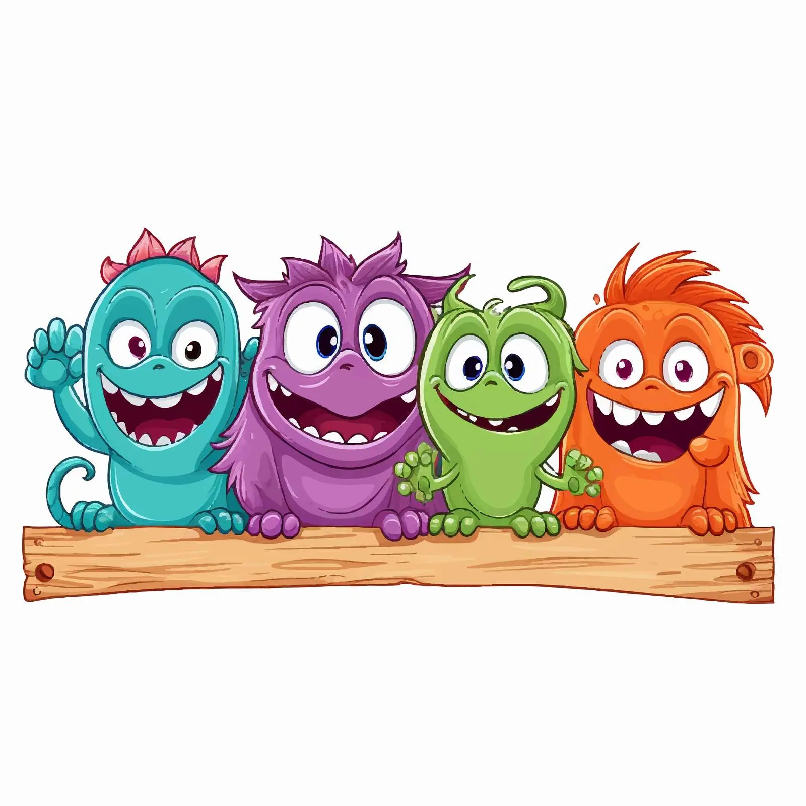 Adorable Monsters Holding a Wooden Sign — free download from Dotvec