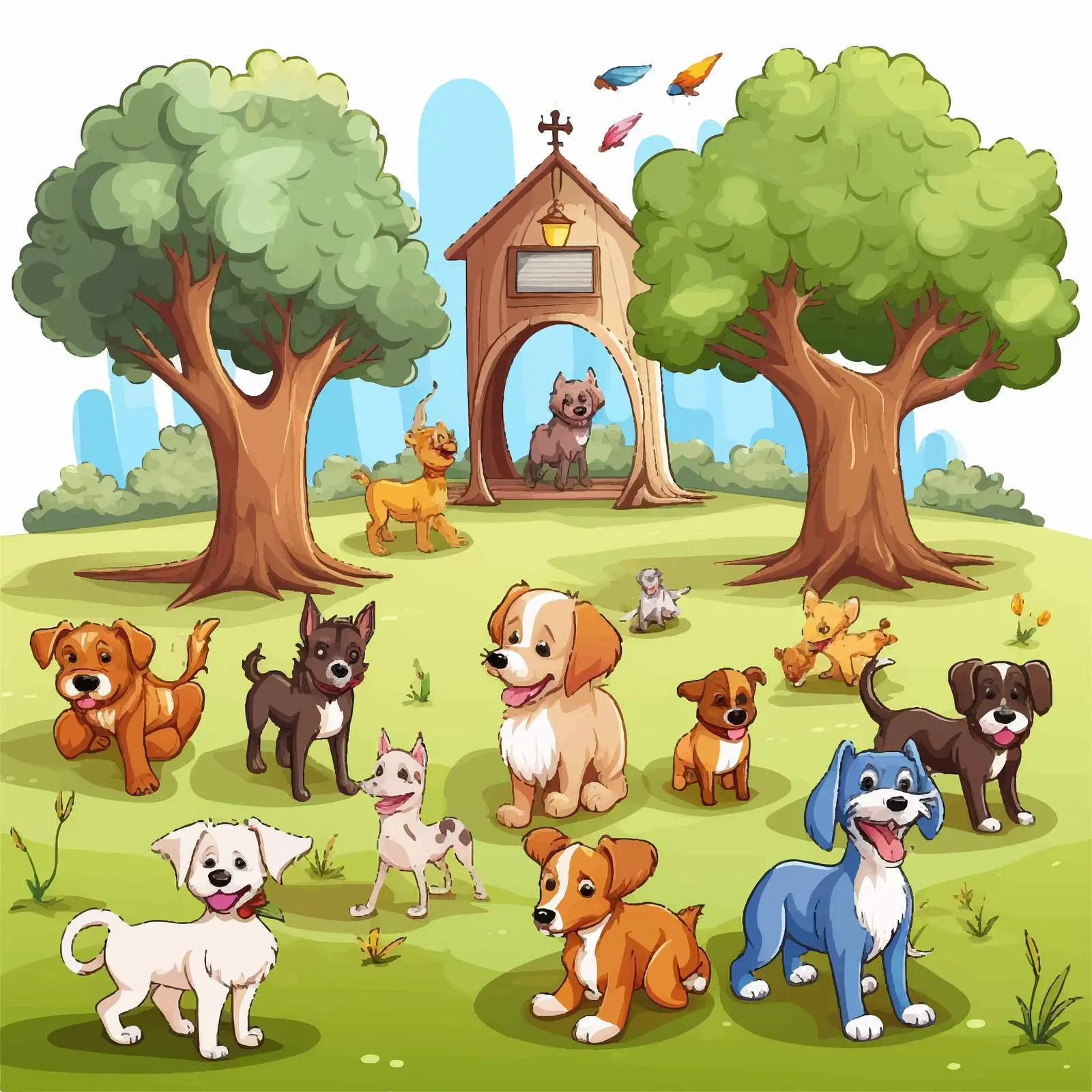 Dogs Playing and Exploring in a Park Setting – free leash image from Dotvec