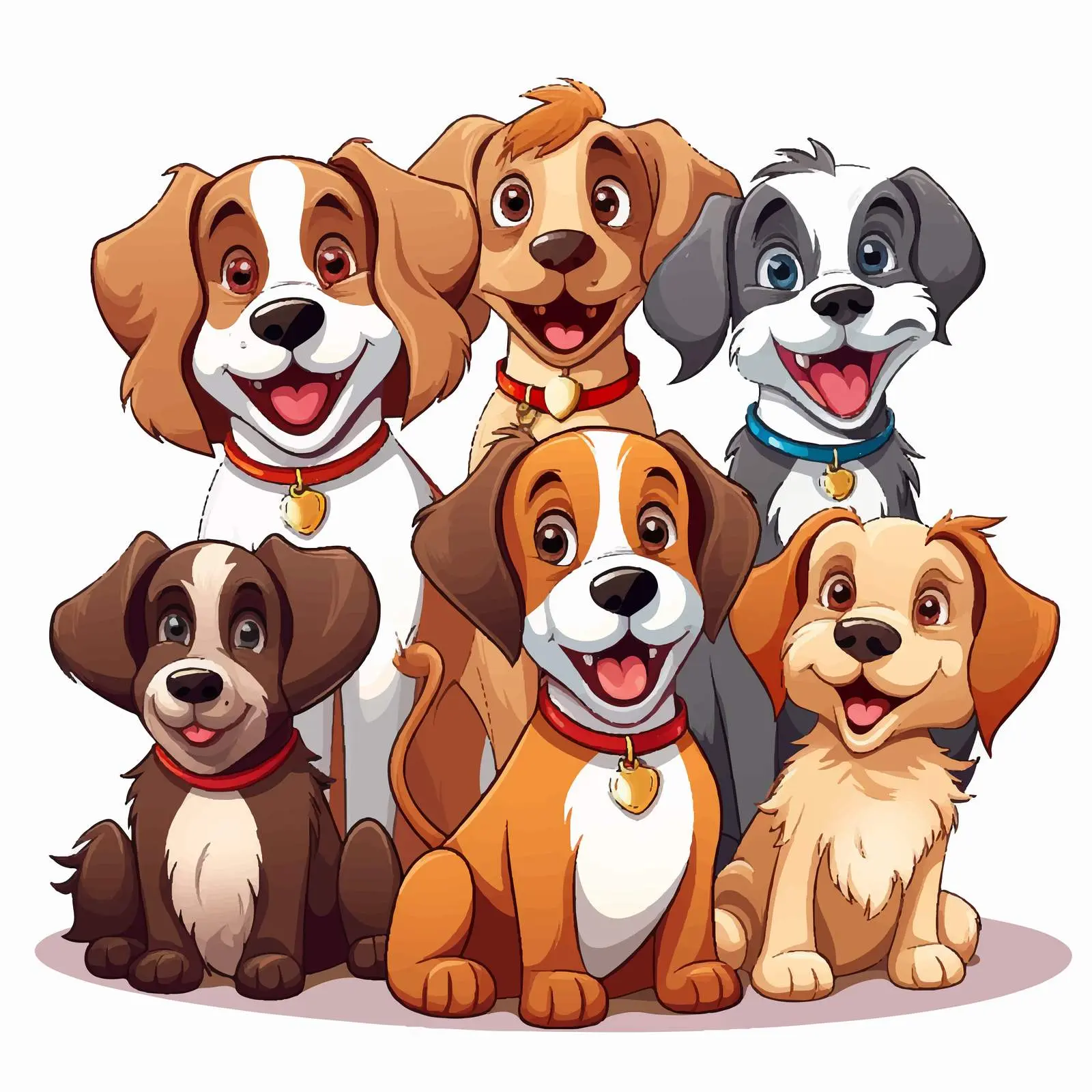 Cartoon Style Dogs Group Illustration Vector — free download from Dotvec