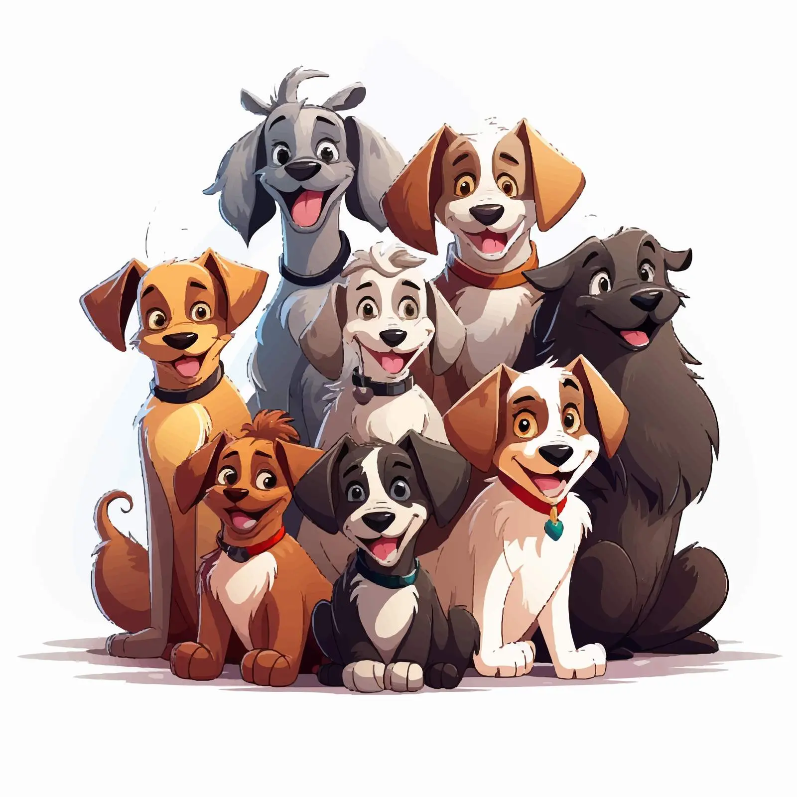 Cartoon Style Dogs Group Vector Illustration – free digital dog art image from Dotvec