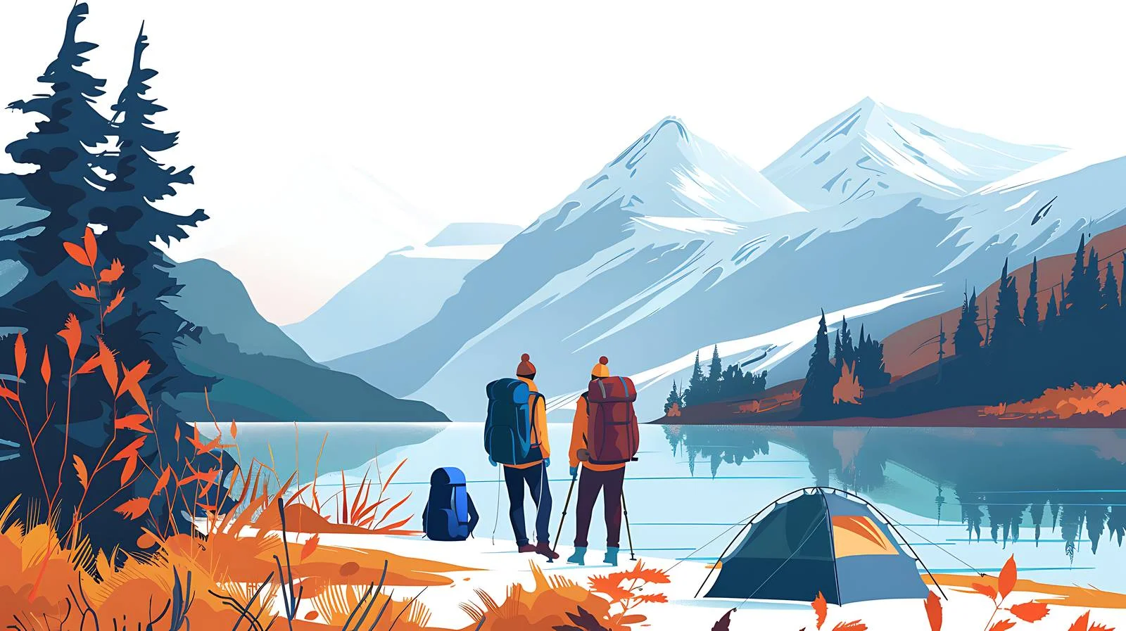 Friends Camping by Lake — free download from Dotvec