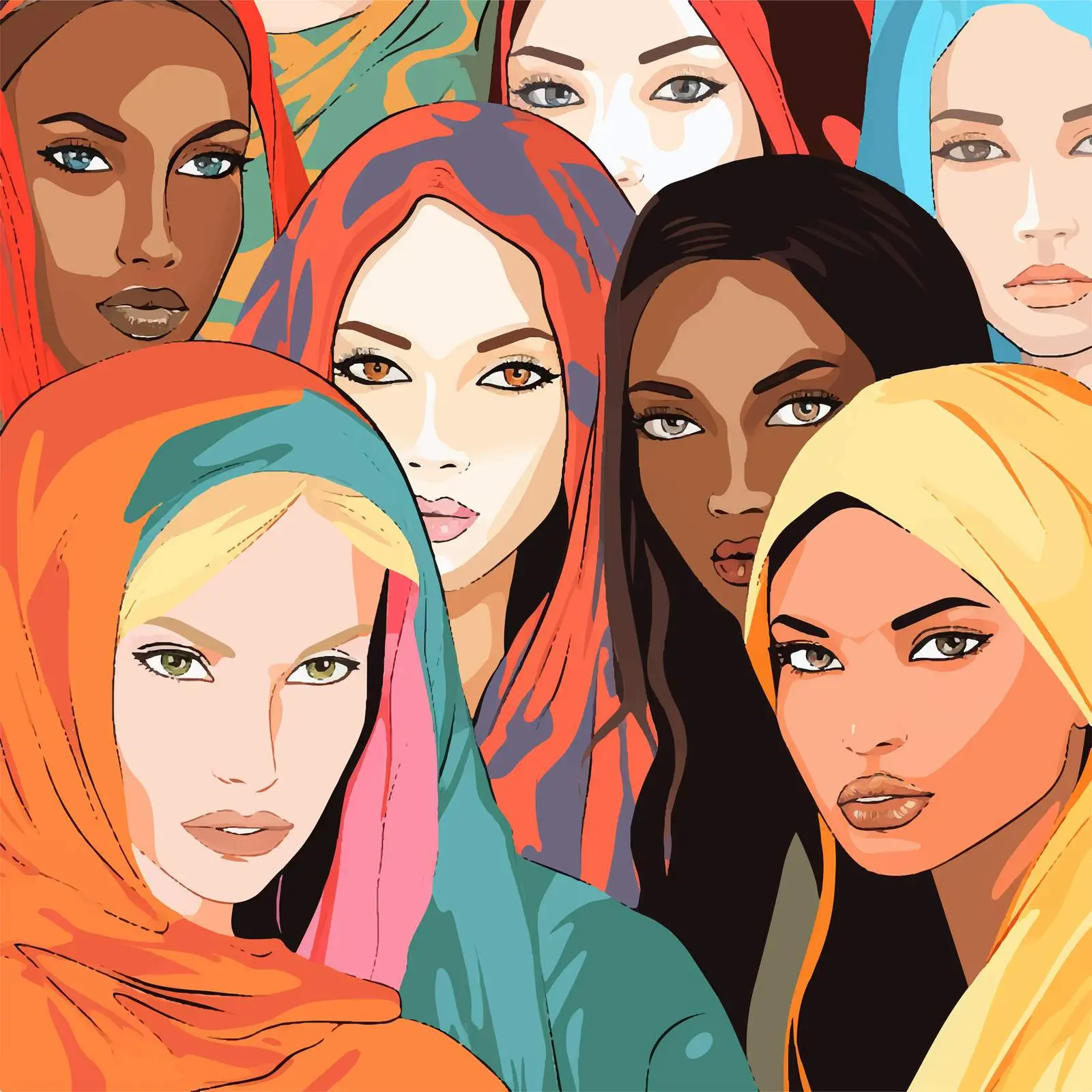 Diverse Group of Girls Close-Up Portrait – free femininity image from Dotvec