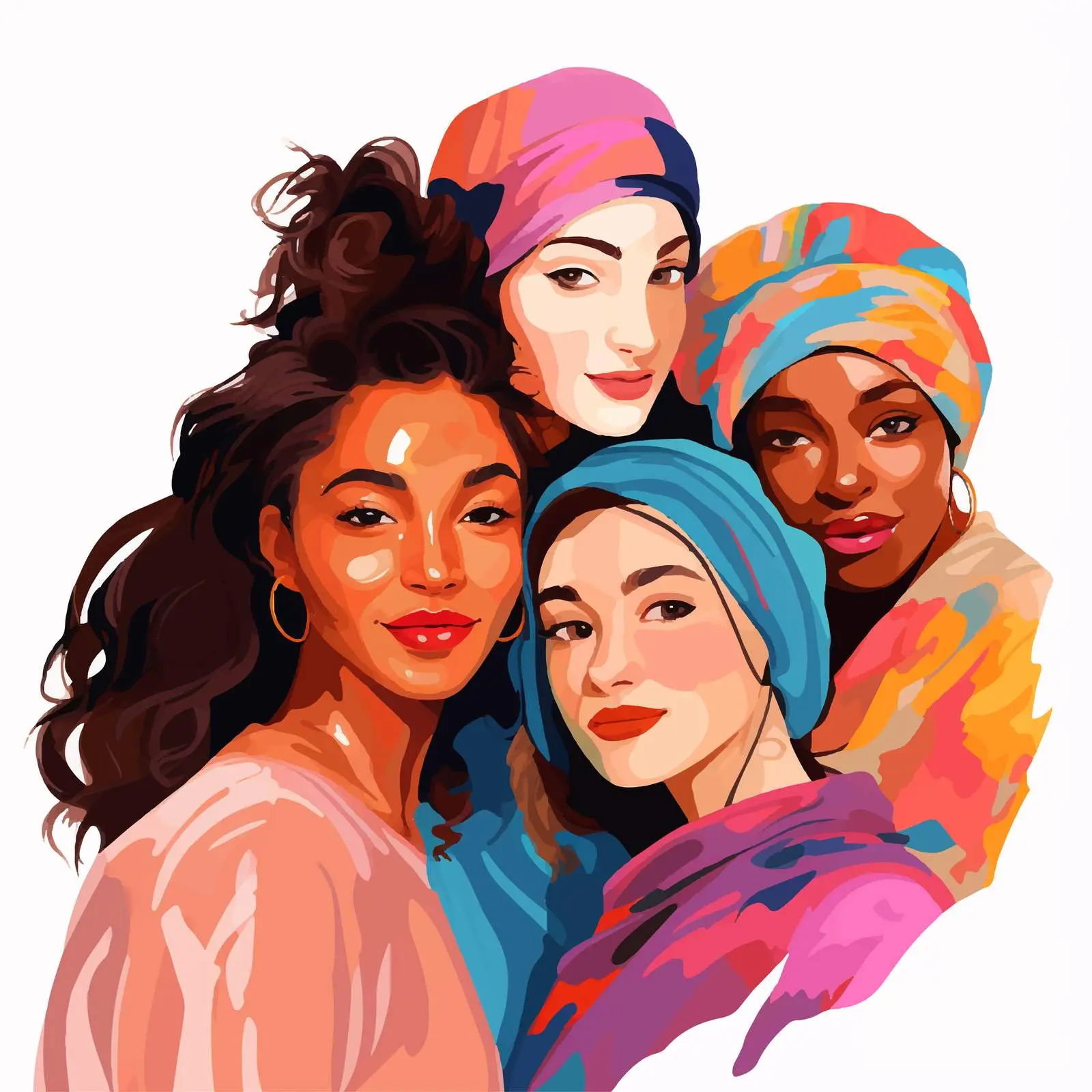 Diverse Group of Girls Portrait Close-Up — free download from Dotvec