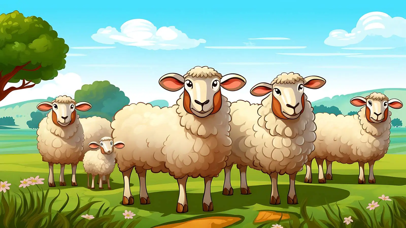 Sheep Field Illustration Stock Vector — free download from Dotvec