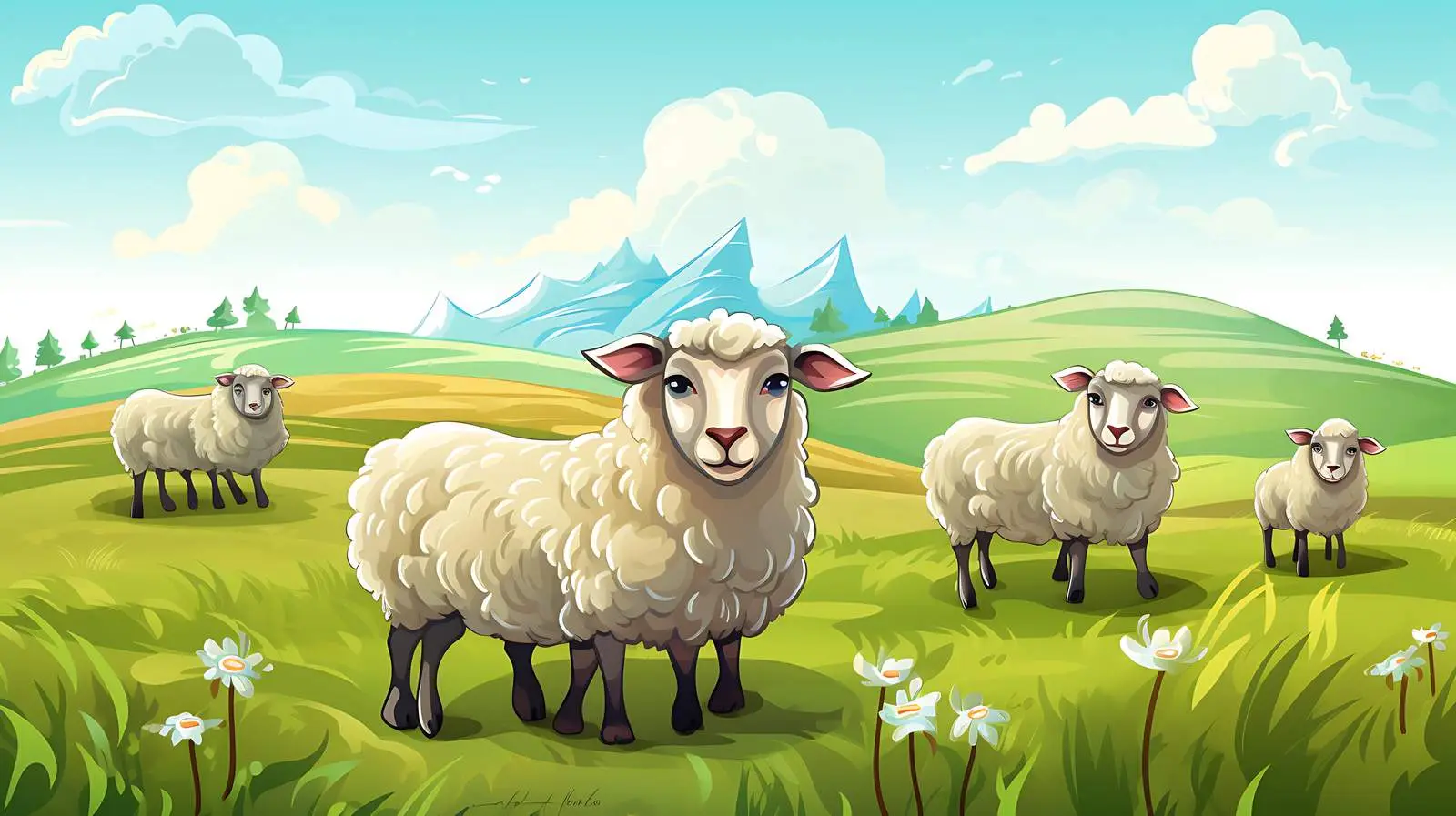 Sheep Field Scene — free download from Dotvec