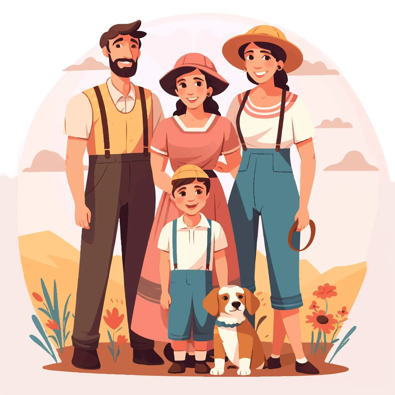 Happy Family of Farmers with Daughter — free download from Dotvec