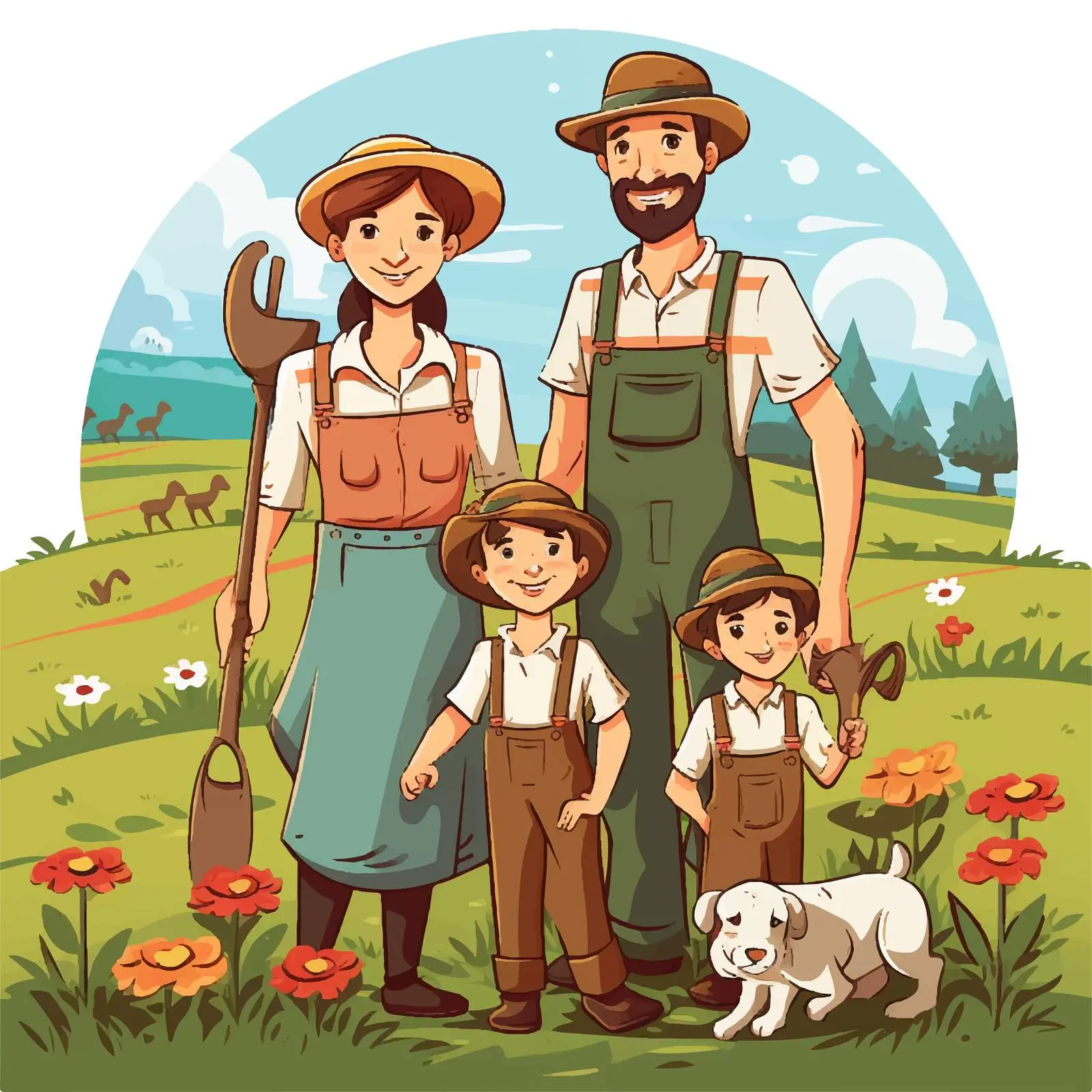 Happy Family of Farmers with Daughter — free download from Dotvec