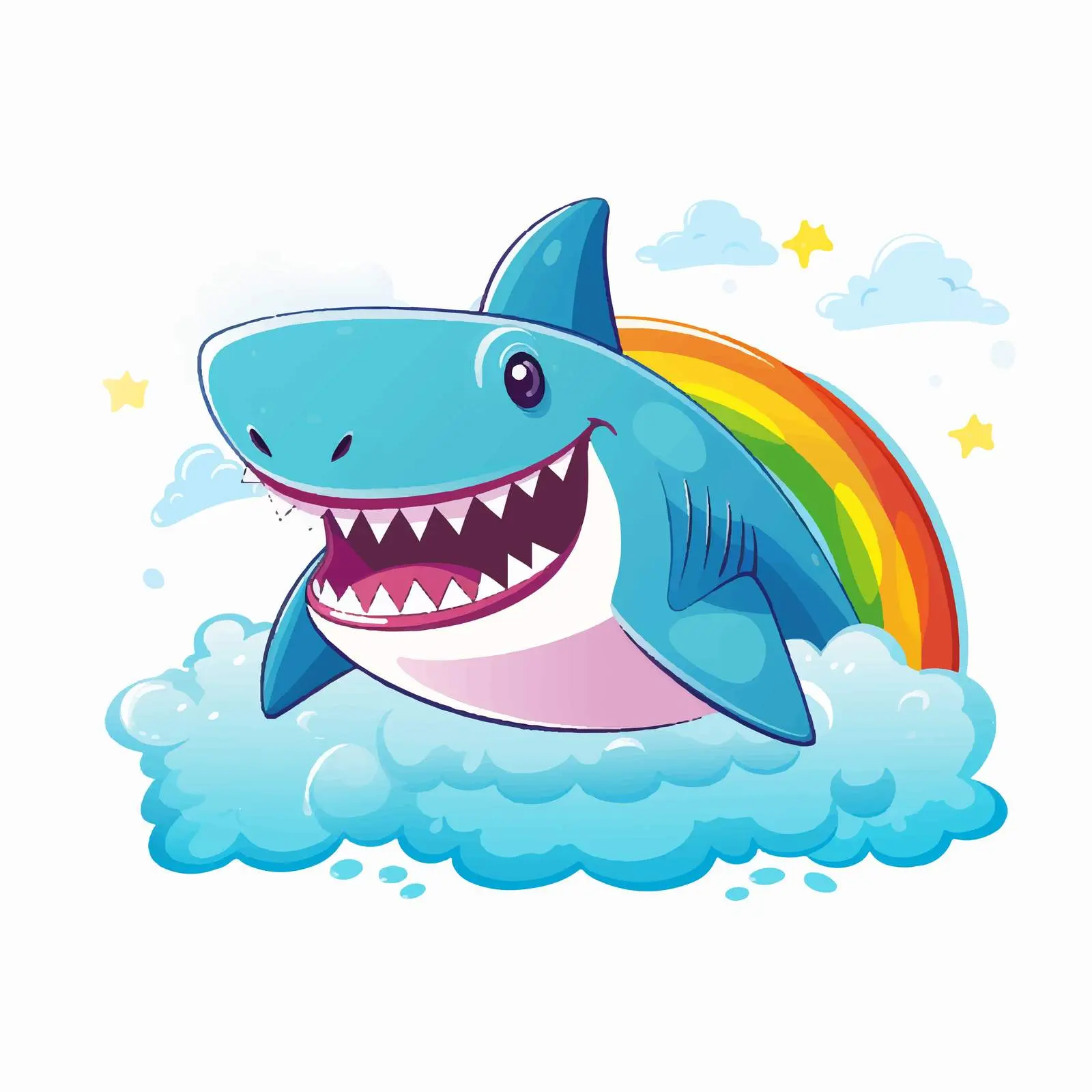 Happy Shark Lounging Under Rainbow Vector Illustration — free download from Dotvec