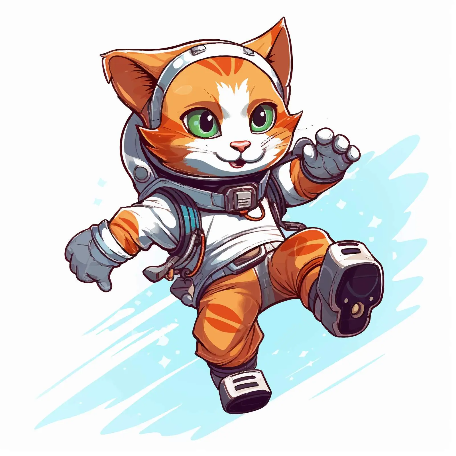 Cute Cat Skating Illustration on White Background – free entertaining art image from Dotvec