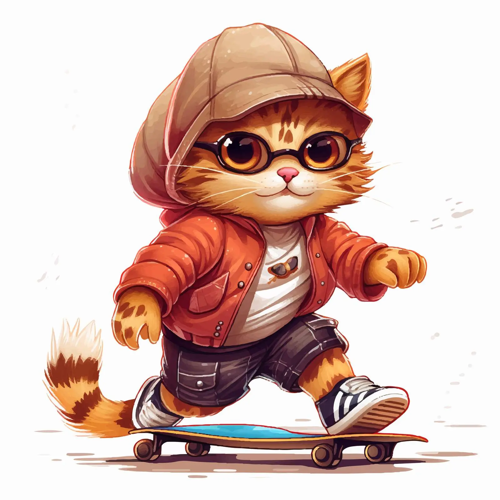 Hero Cat Skating Illustration on White Background — free download from Dotvec