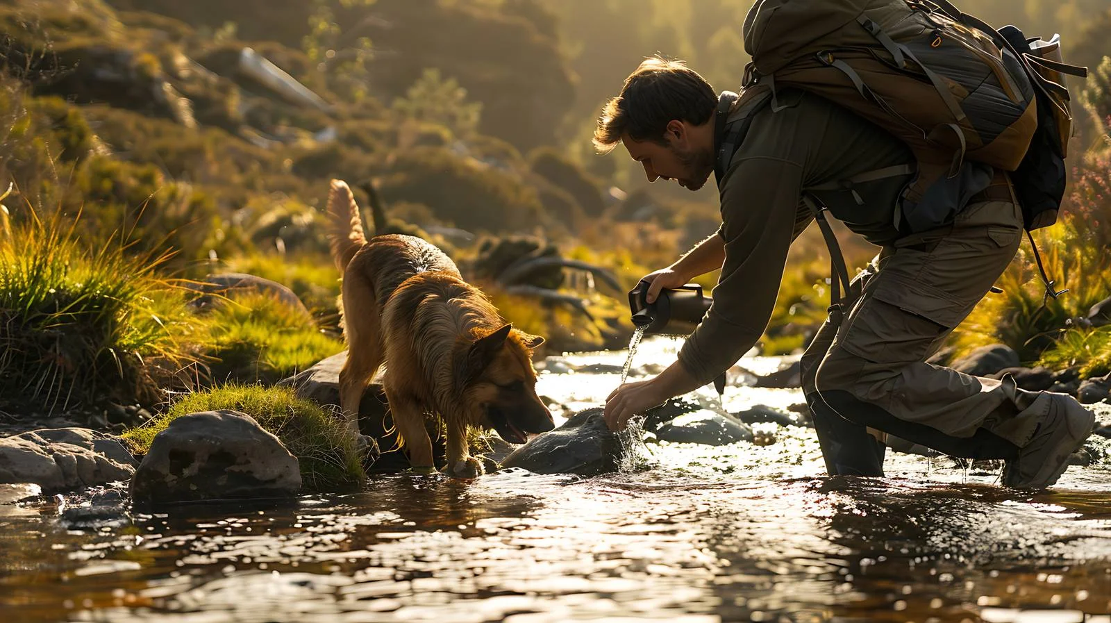 Serene Hiking Scene by a Stream — free download from Dotvec