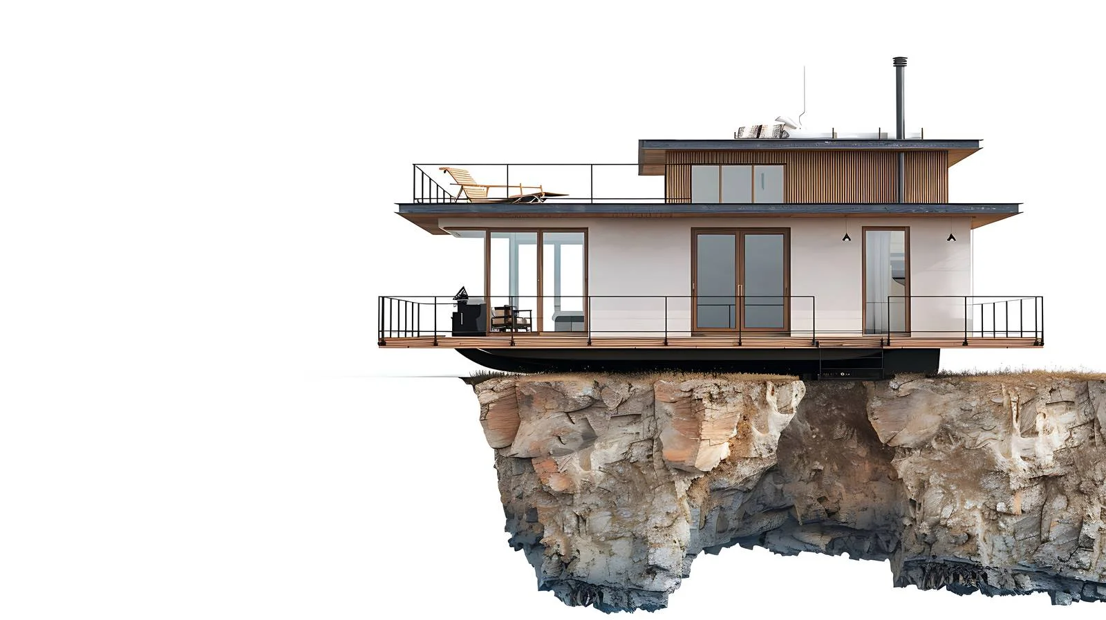 Houseboat departs shore in serene setting — free download from Dotvec