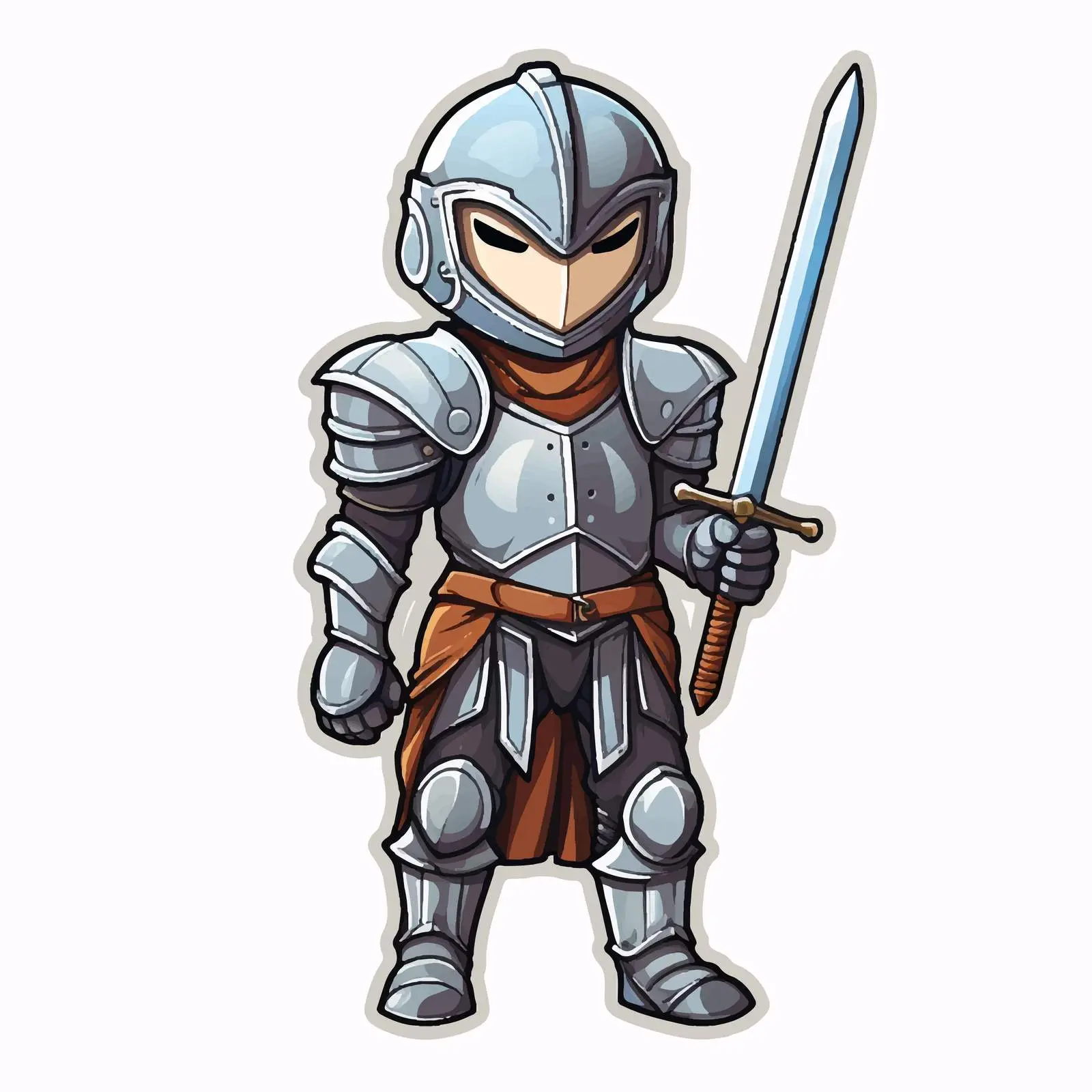 Cartoon Knight in Armor Holding Sword Sticker – free hiv image from Dotvec