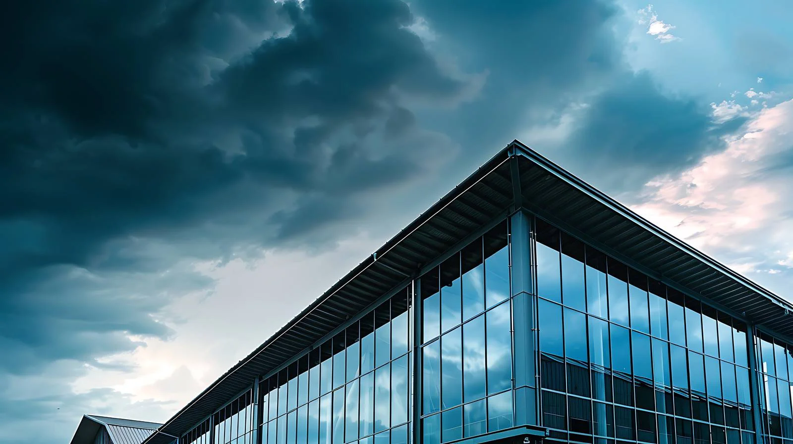 Impressive skyscraper with metallic roof under cloudy sky — free download from Dotvec