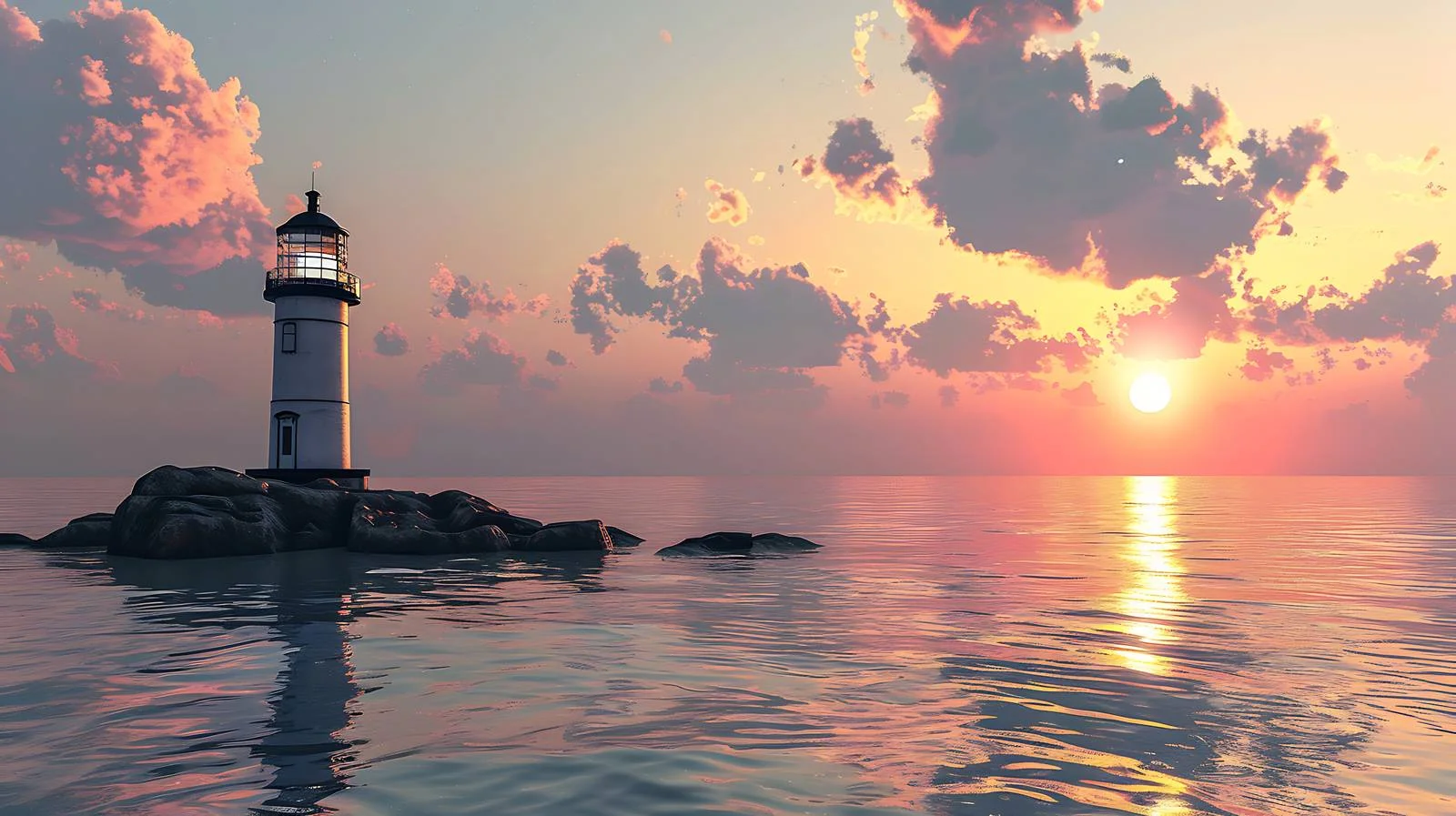 Majestic lighthouse in sea at stunning dusk — free download from Dotvec
