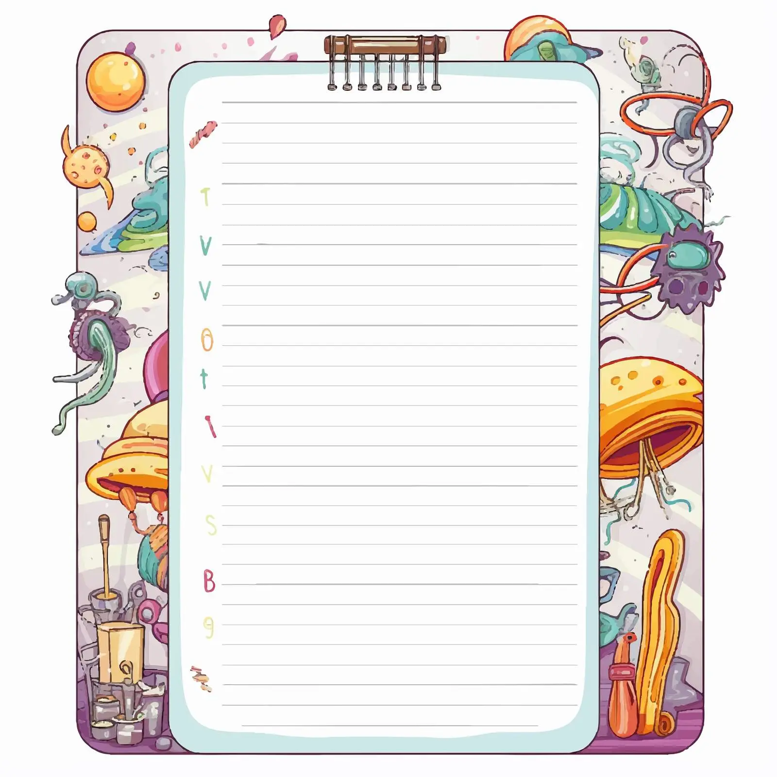 Lined Notepad Template with Science Background — free download from Dotvec