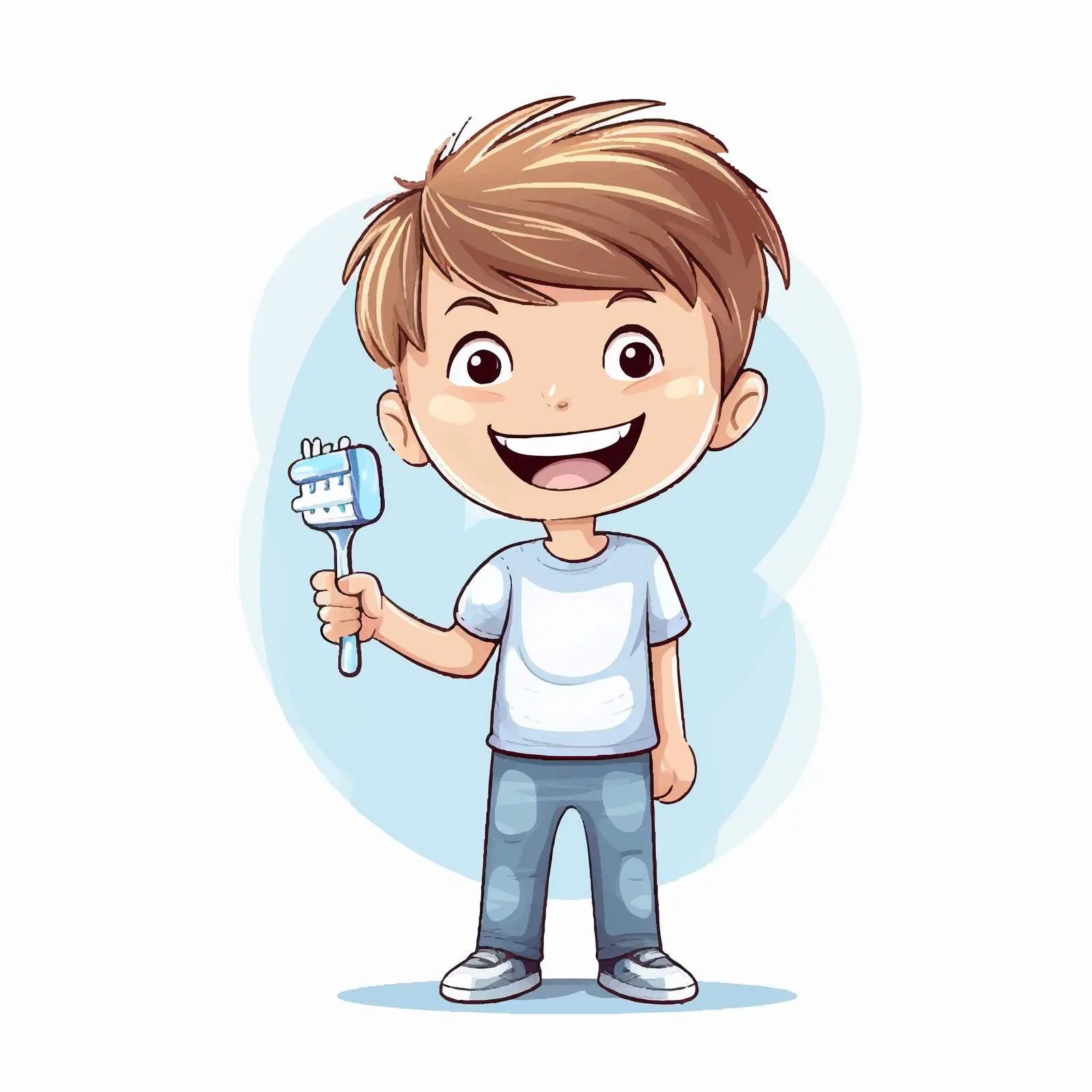 Boy with Toothbrush and Bacteria Illustration — free download from Dotvec