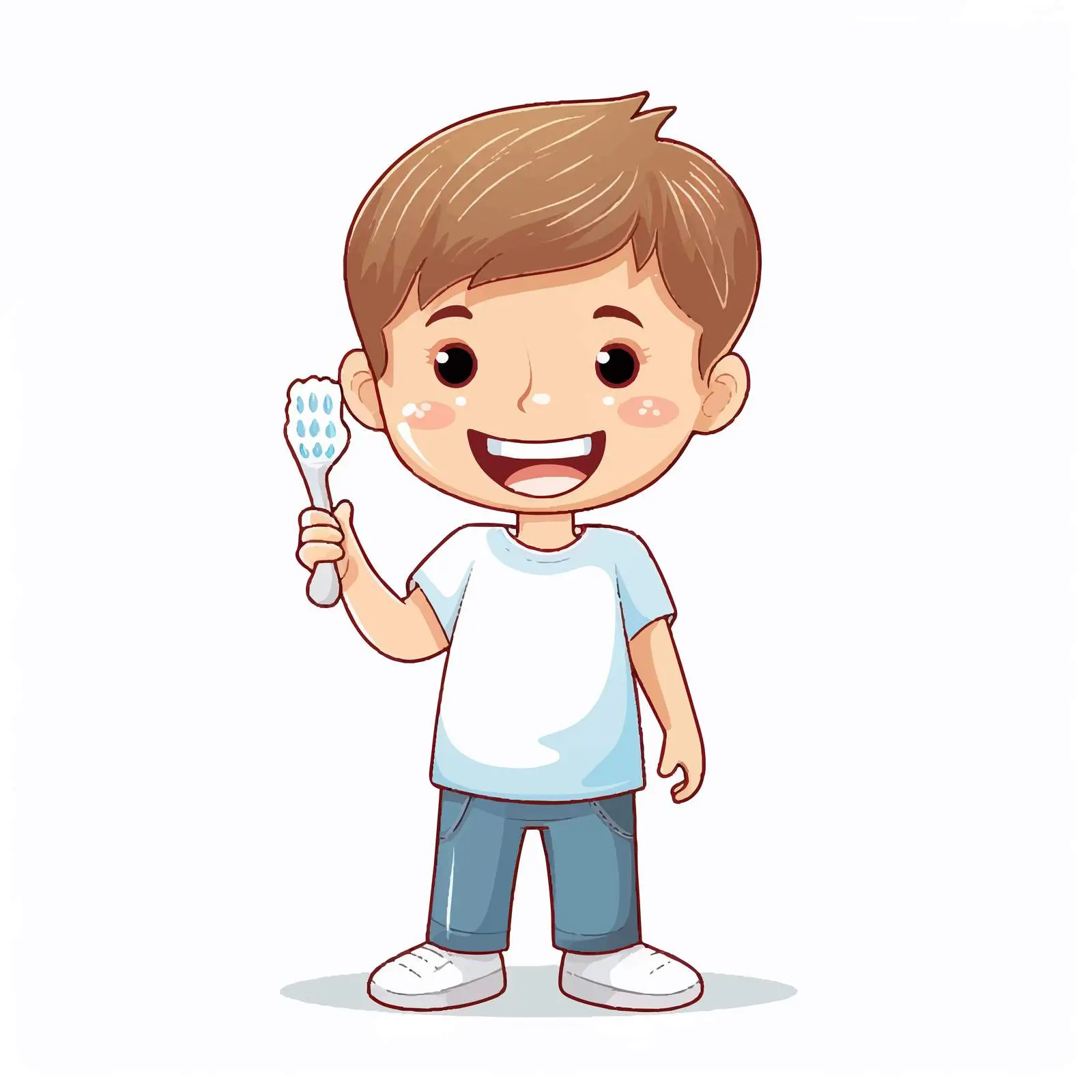 Boy with Toothbrush and Big Teeth Illustration — free download from Dotvec