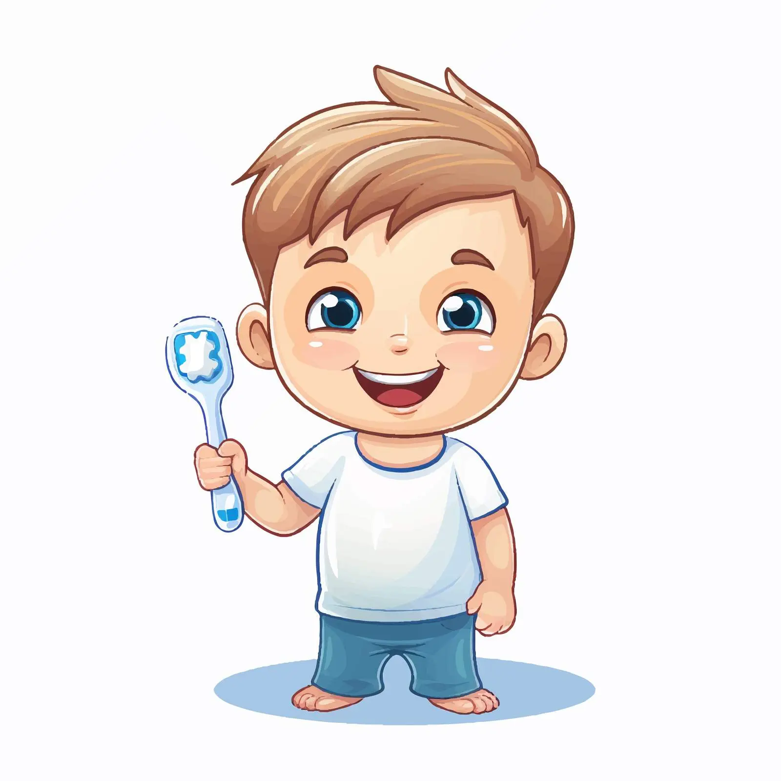 Young Boy Brushing Teeth with Bright Smile — free download from Dotvec