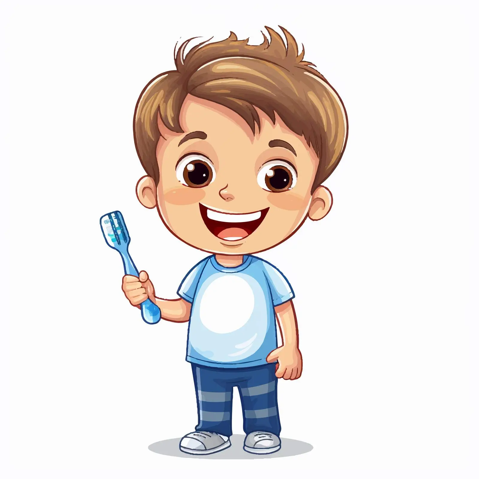 Boy with Toothbrush and Bright White Smile — free download from Dotvec