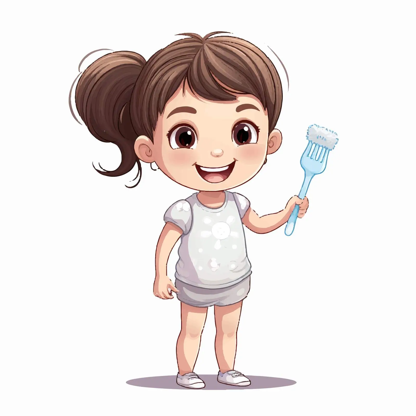 Little Girl With Toothbrush Illustration — free download from Dotvec