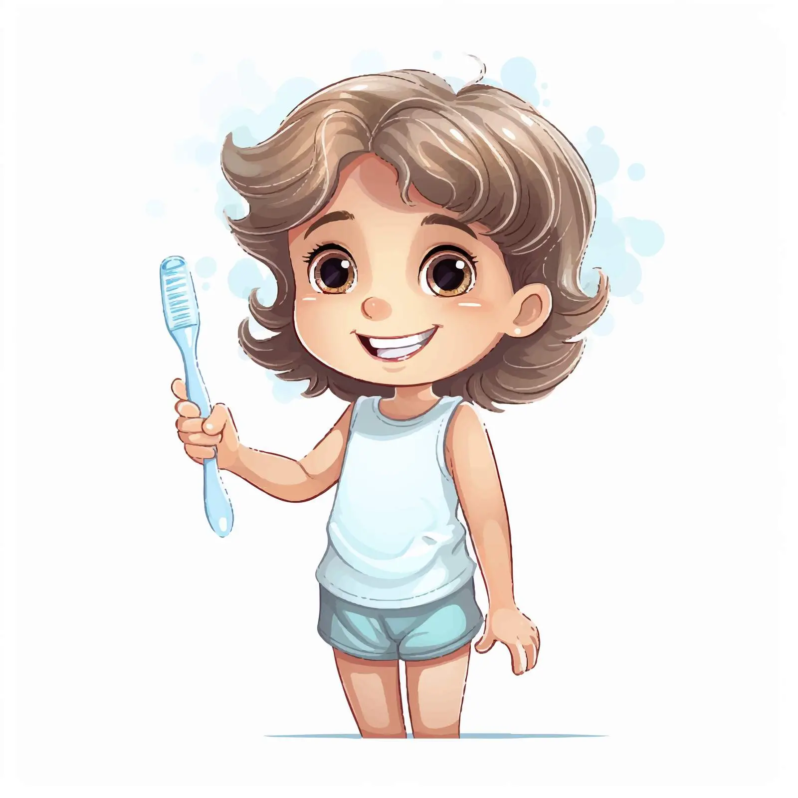 Little Girl with Toothbrush on White Background — free download from Dotvec