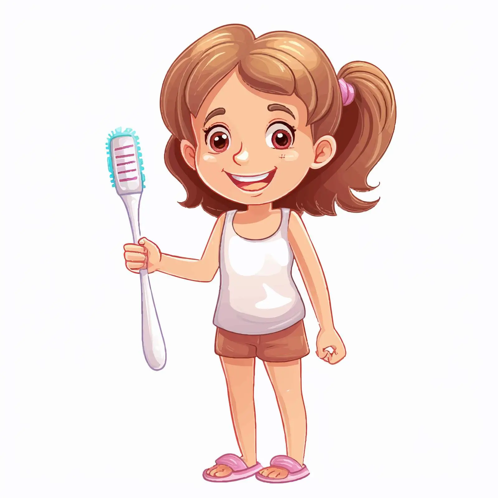 Little Girl Holding Toothbrush Illustration — free download from Dotvec