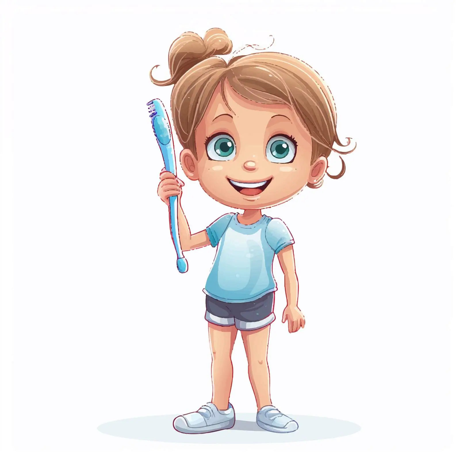 Little Girl with Toothbrush Illustration — free download from Dotvec