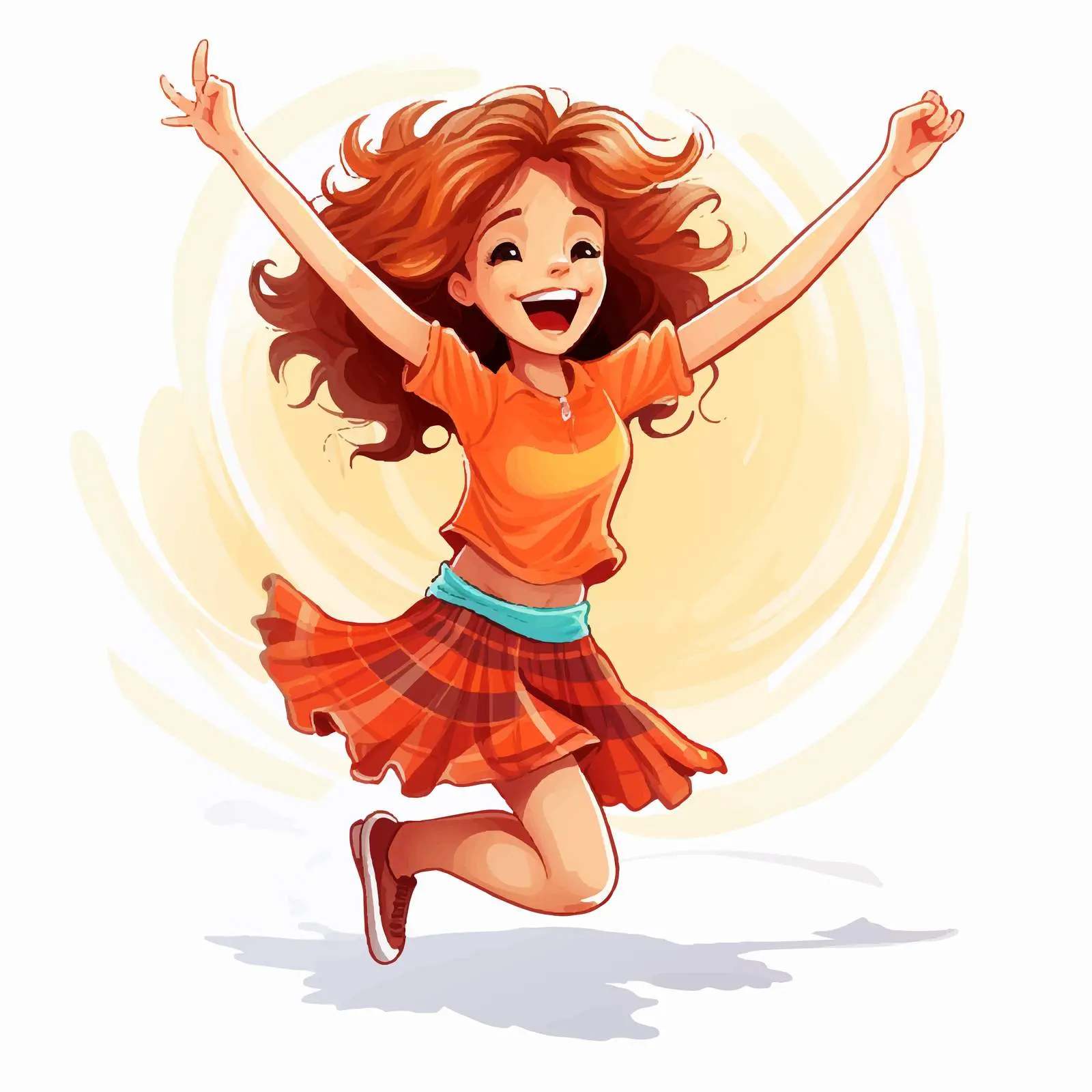 Joyful Girl Dancing with Excitement Vector Art – free dancer image from Dotvec
