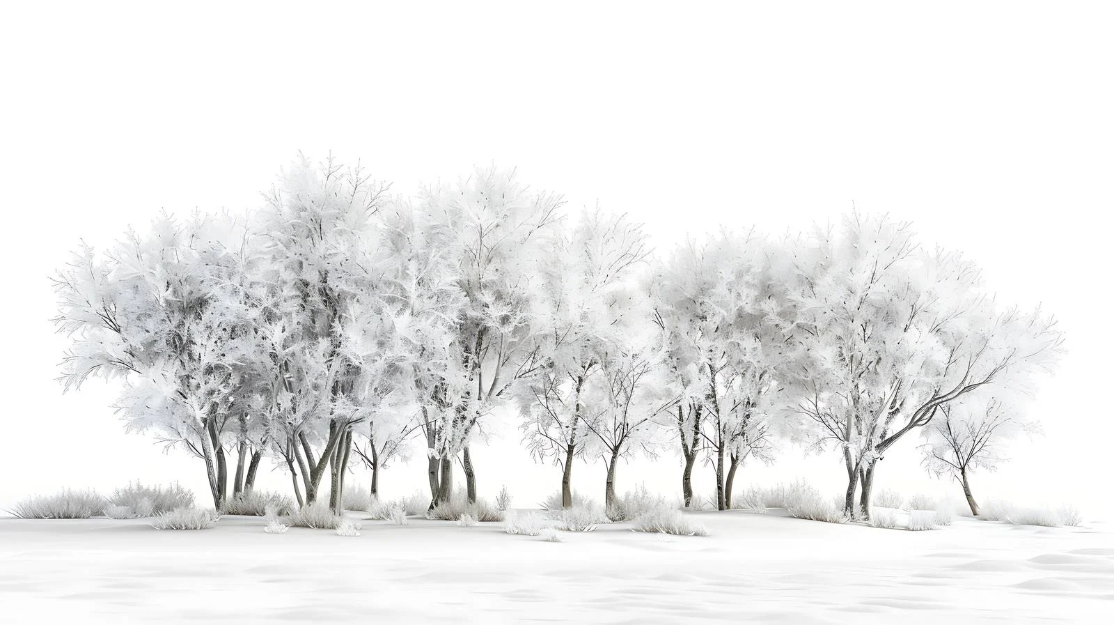 Icy Locust Tree Forest in Snowy Isolation — free download from Dotvec