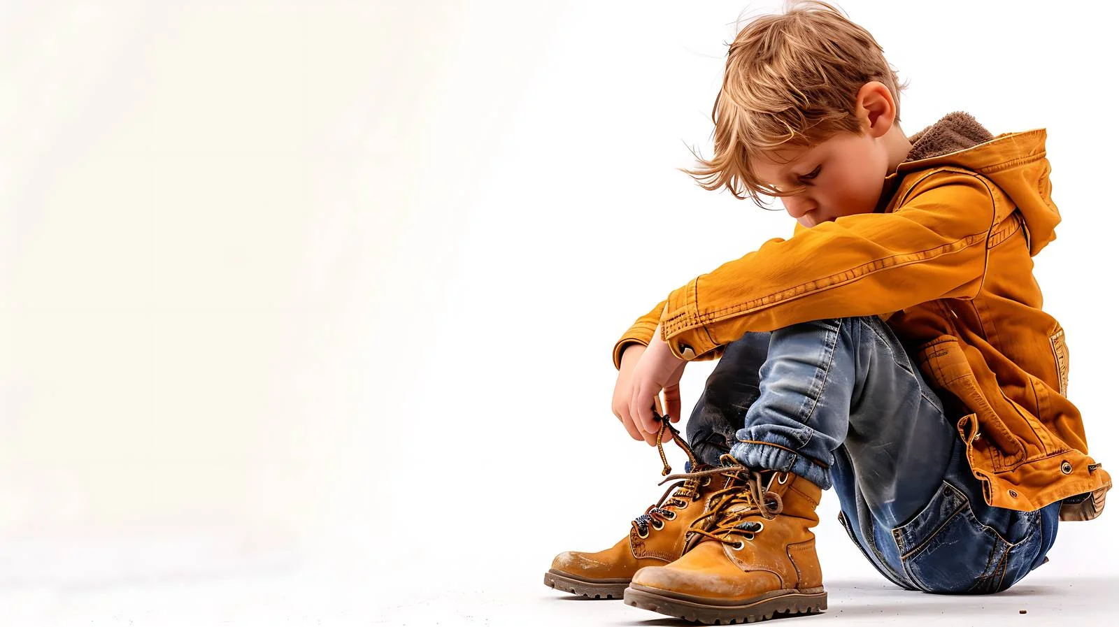 Solitary child removing shoes and sitting – free barefoot image from Dotvec