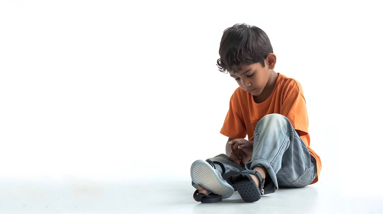 Solitary Child Taking Shoes Off, Sitting — free download from Dotvec