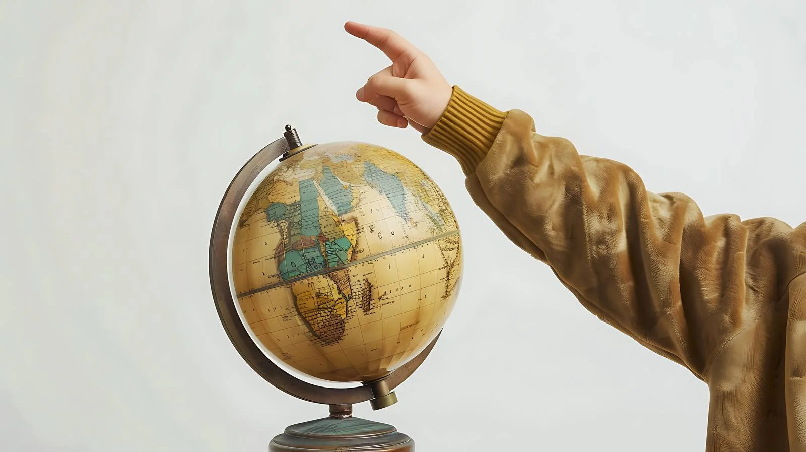 Vintage Globe Model Pointing Finger — free download from Dotvec