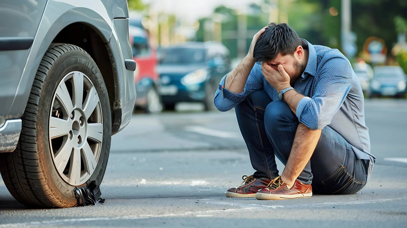 Man with Car Breakdown Headache — free download from Dotvec