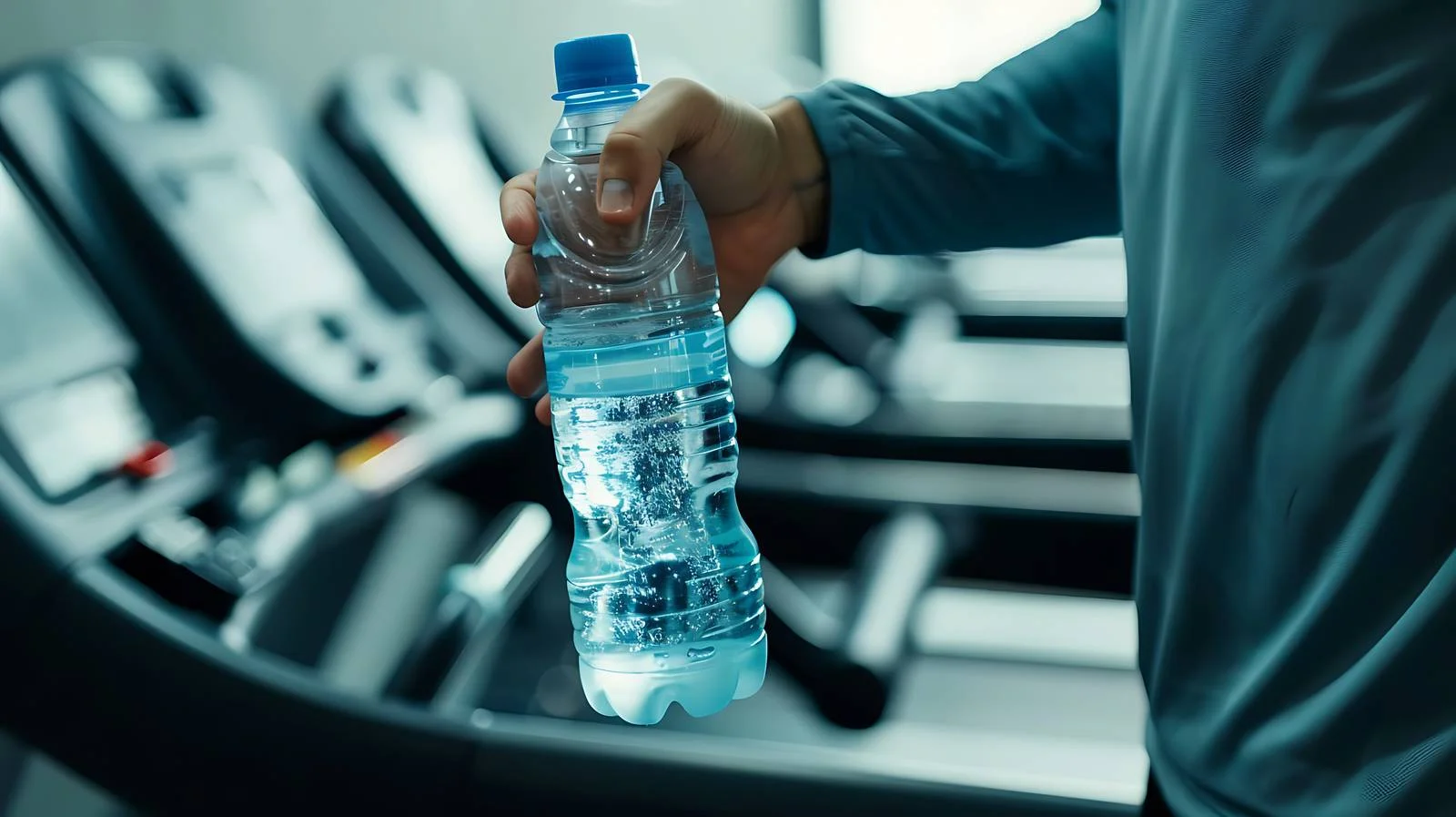 Fitness Workout with Water Bottle on Treadmill — free download from Dotvec