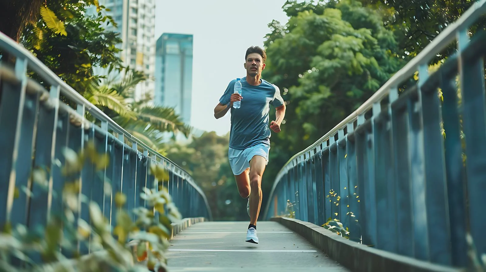 Fitness Enthusiast Running with Water Bottle — free download from Dotvec